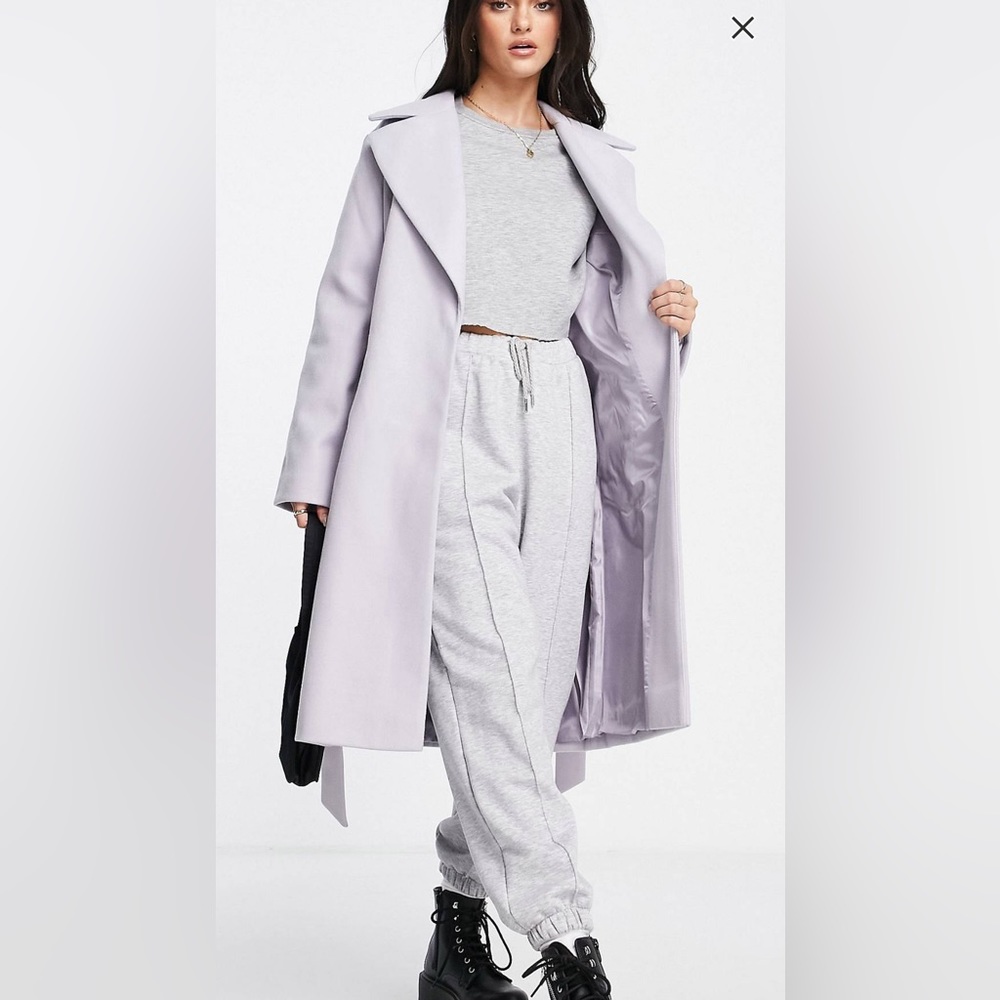 Miss Selfridge Midi Coat in Purple